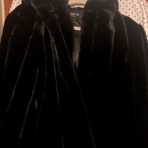 Faux black coat XL with hood